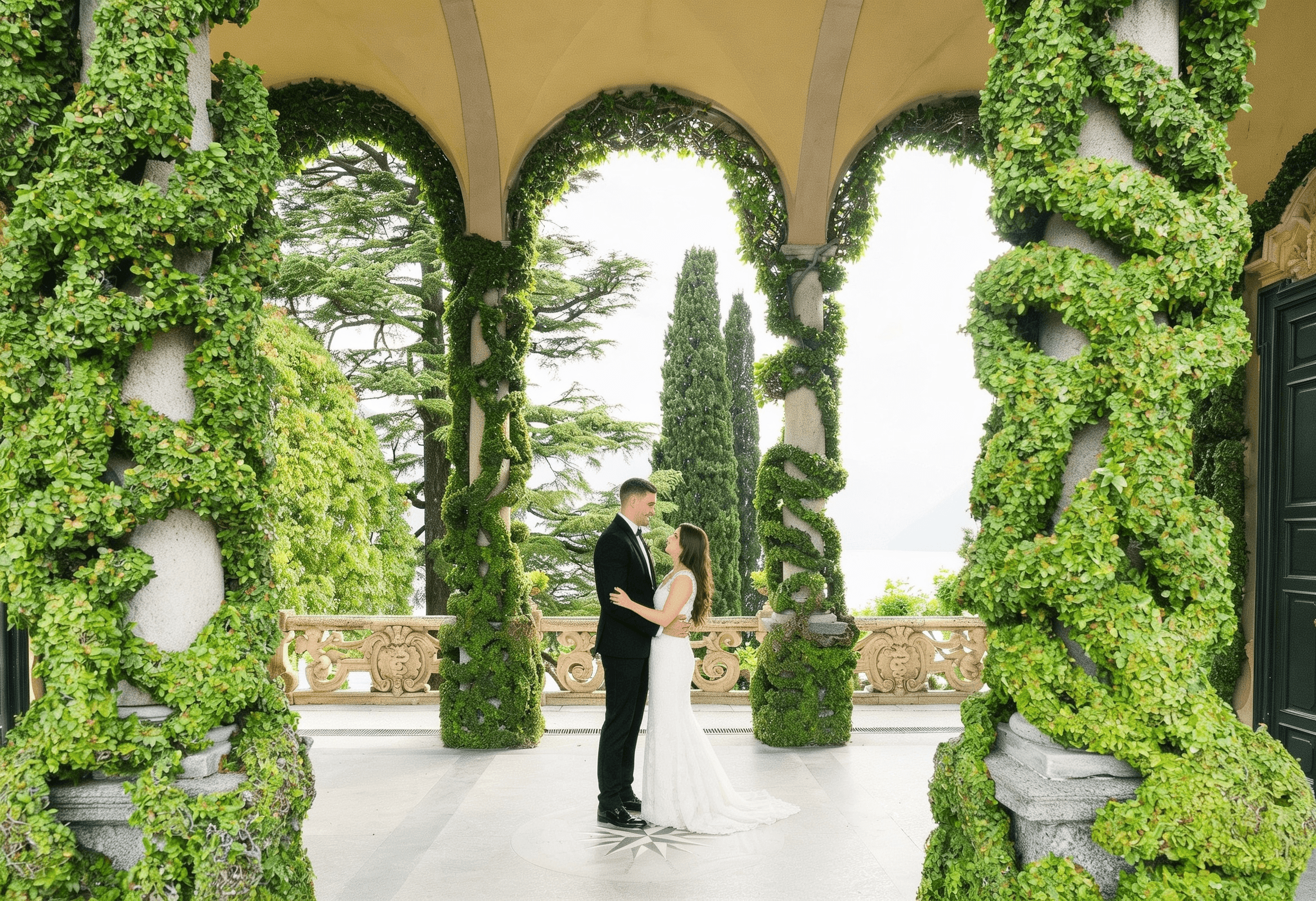 Couple in a villa loggia