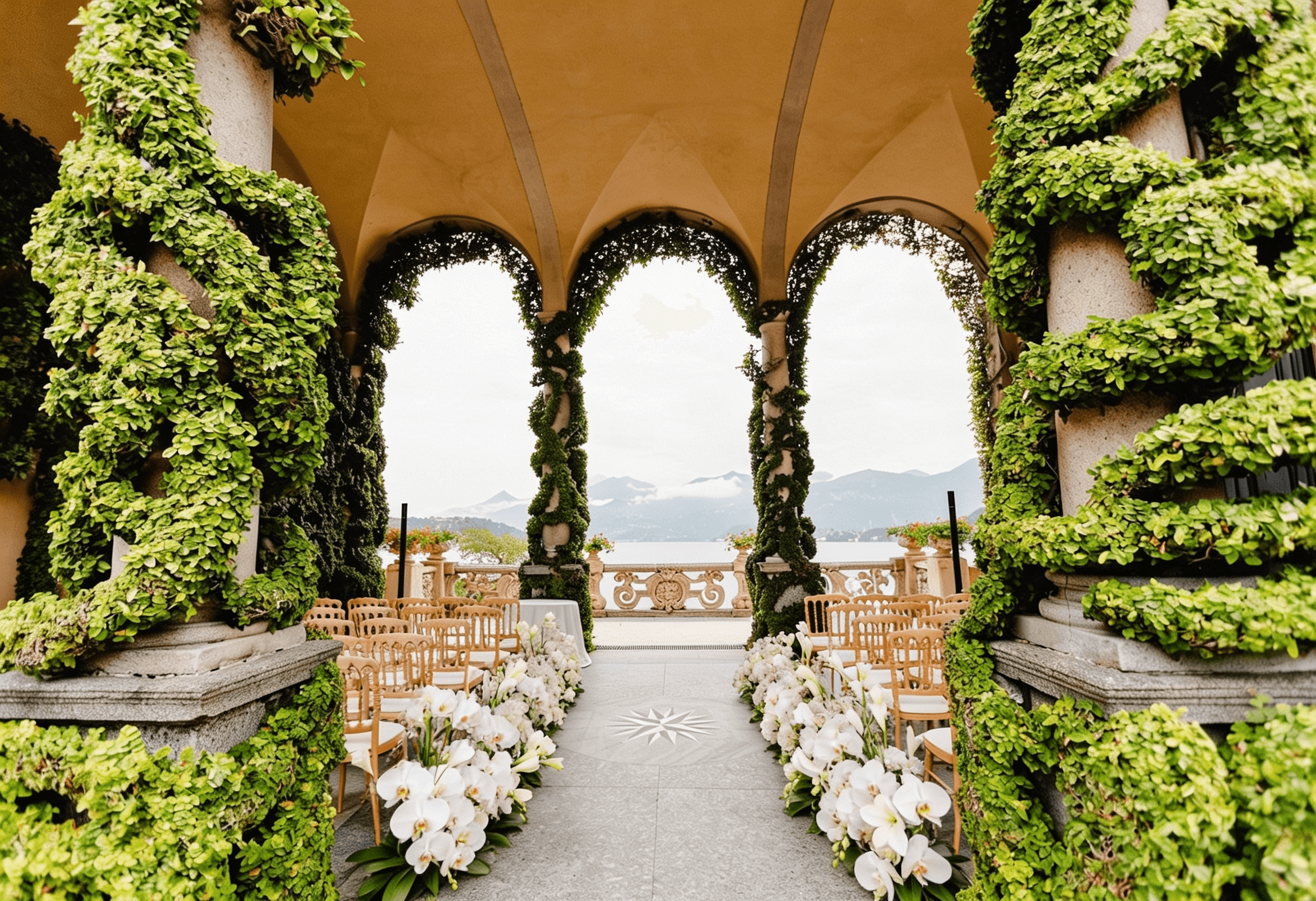 Ceremony setup overlooking the lake