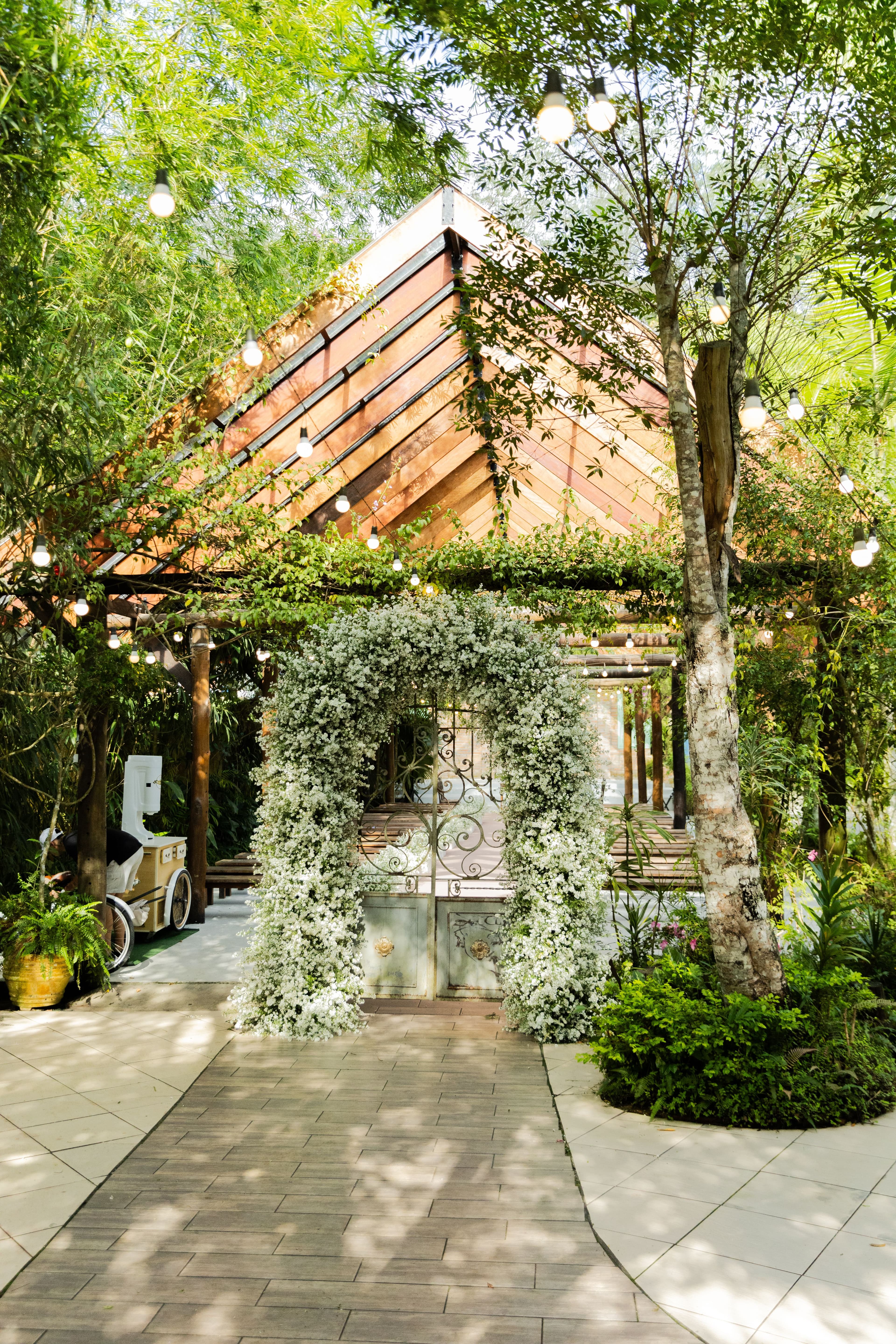 Floral arch venue entrance